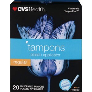 slide 1 of 1, CVS Health Tampons Regular Absorbency Unscented, 20 ct