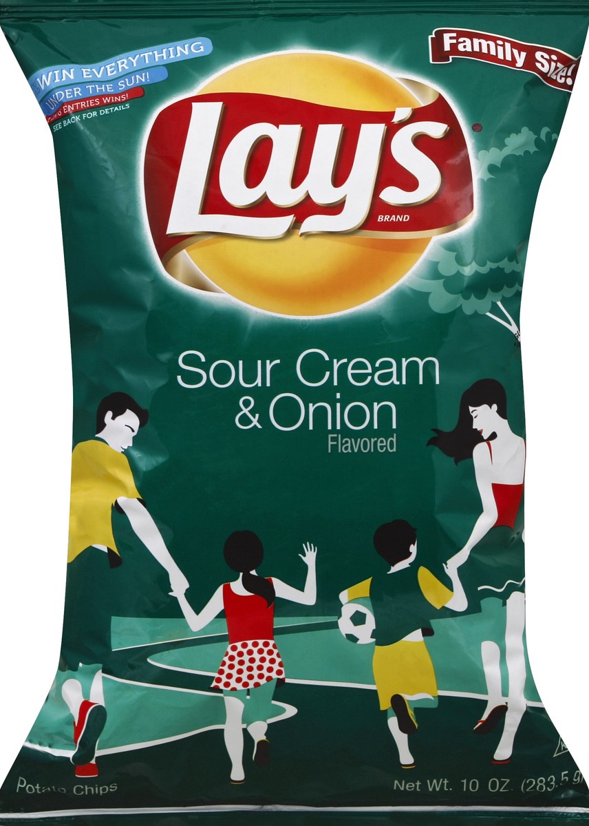 slide 5 of 5, Lay's Sour Cream & Onion Flavored Potato Chips Family Size, 10 oz