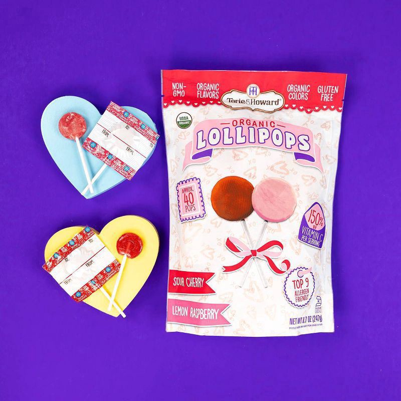 slide 5 of 5, Torie & Howard Valentine's Lollipops, 8.7oz Bag (40 pieces), 1 ct