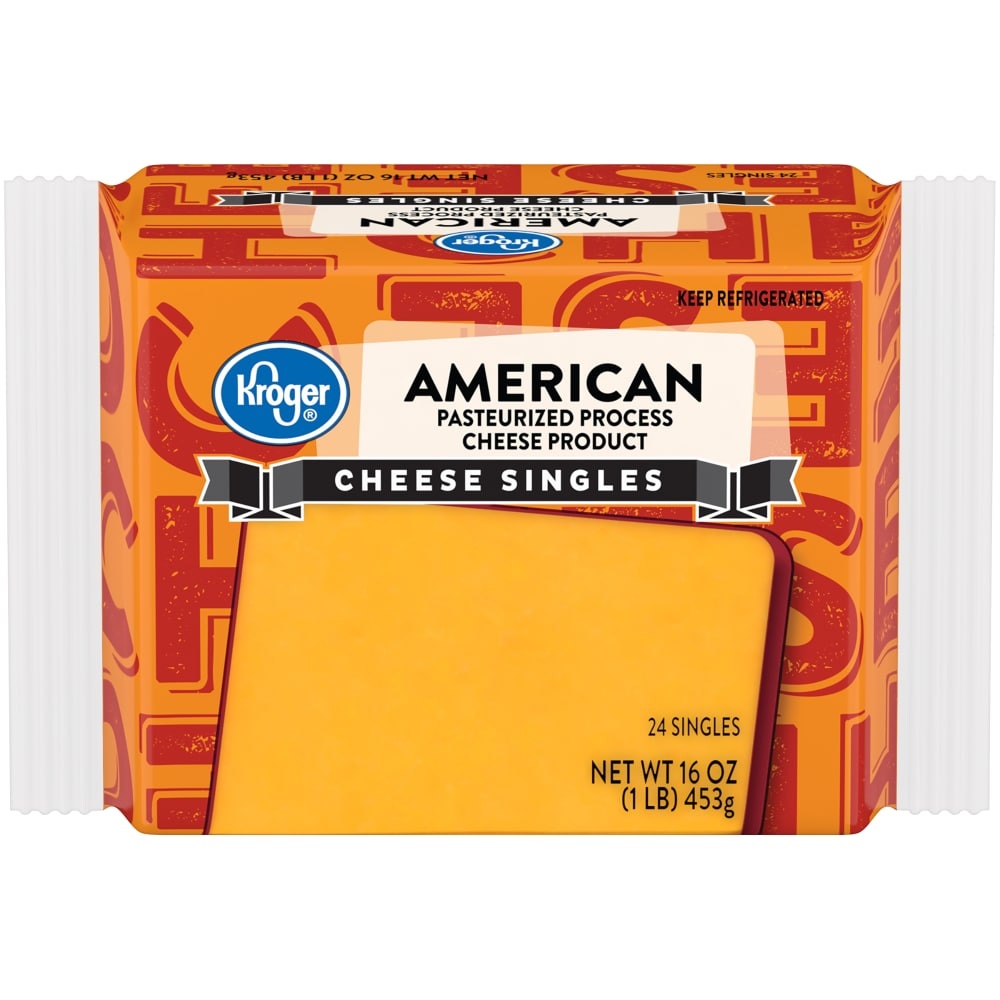 slide 1 of 1, Kroger American Cheese Individually Wrapped Slices, 16 oz