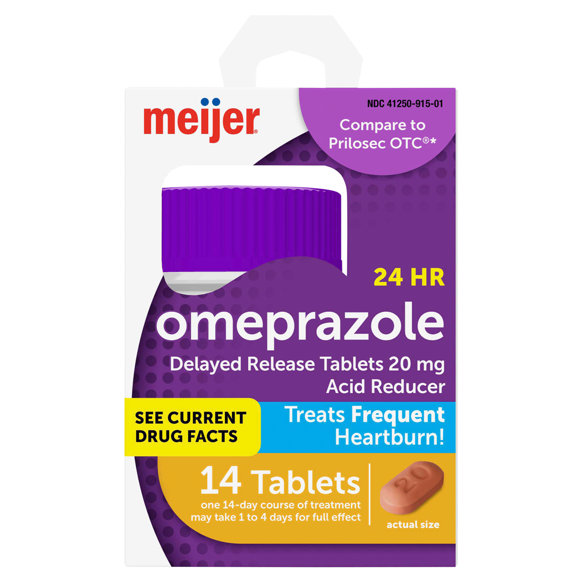 slide 1 of 6, Meijer Omeprazole Delayed Release Tablets, Acid Reducer, 20 mg, 14 ct