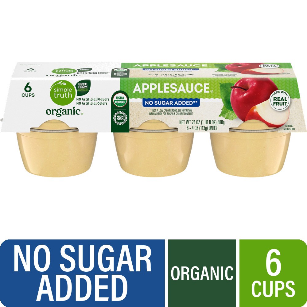 slide 1 of 13, Simple Truth Organic Unsweetened Applesauce 6 ea, 6 ct