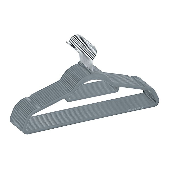 slide 1 of 1, Real Simple Flocked Suit Hangers - Grey, 12 ct