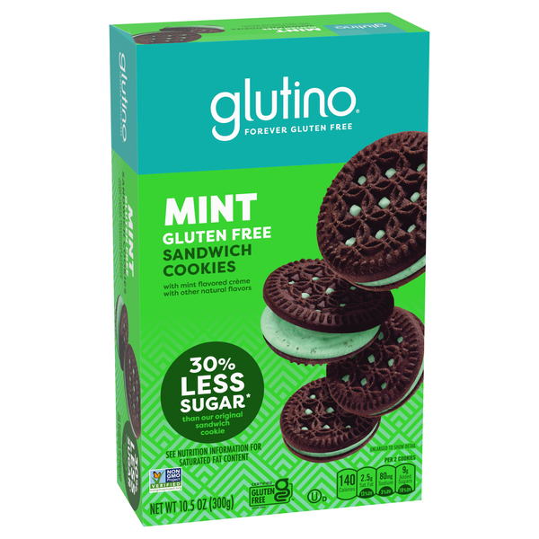 slide 1 of 1, Glutino Sandwich Cookies, Gluten Free, Mint - 10.5 oz, 10.5 oz