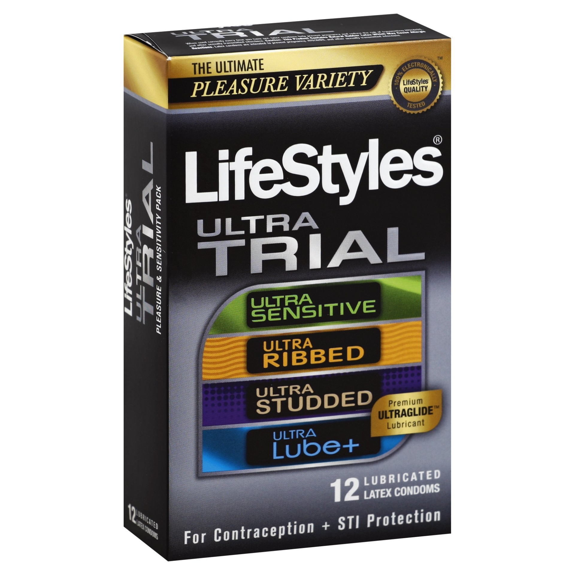 slide 1 of 1, LifeStyles Ultra Condoms Pleasure Pack, 12 ct