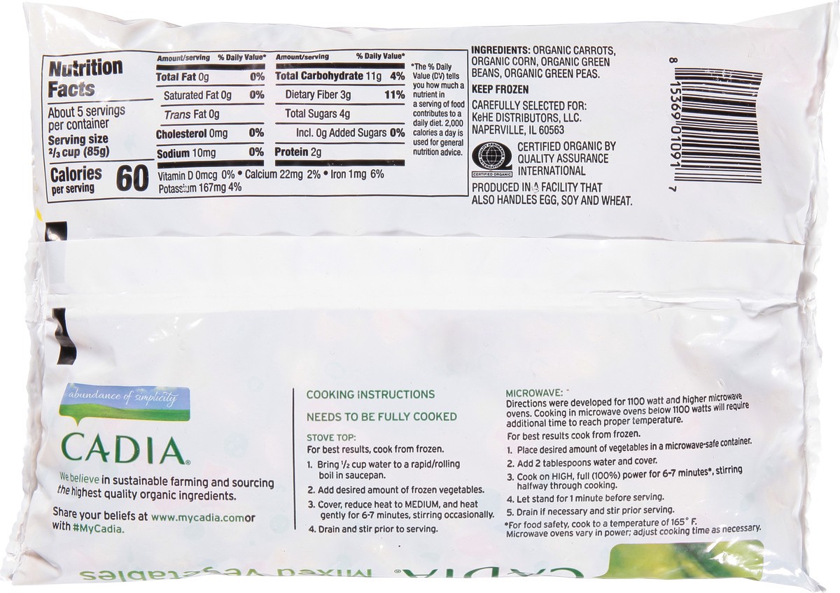 slide 13 of 13, Cadia Organic Mixed Vegetables 16 oz, 16 oz