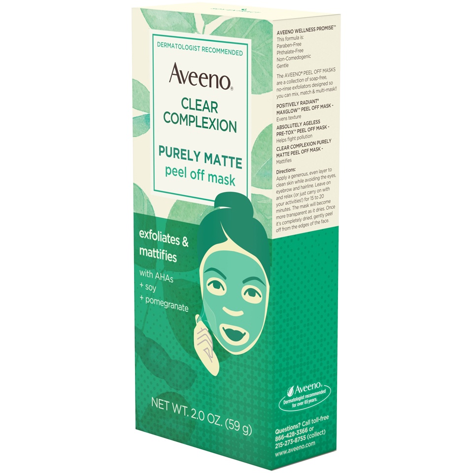 slide 3 of 6, Aveeno Clear Complexion Pure Matte Peel Off Face Mask, 2 oz