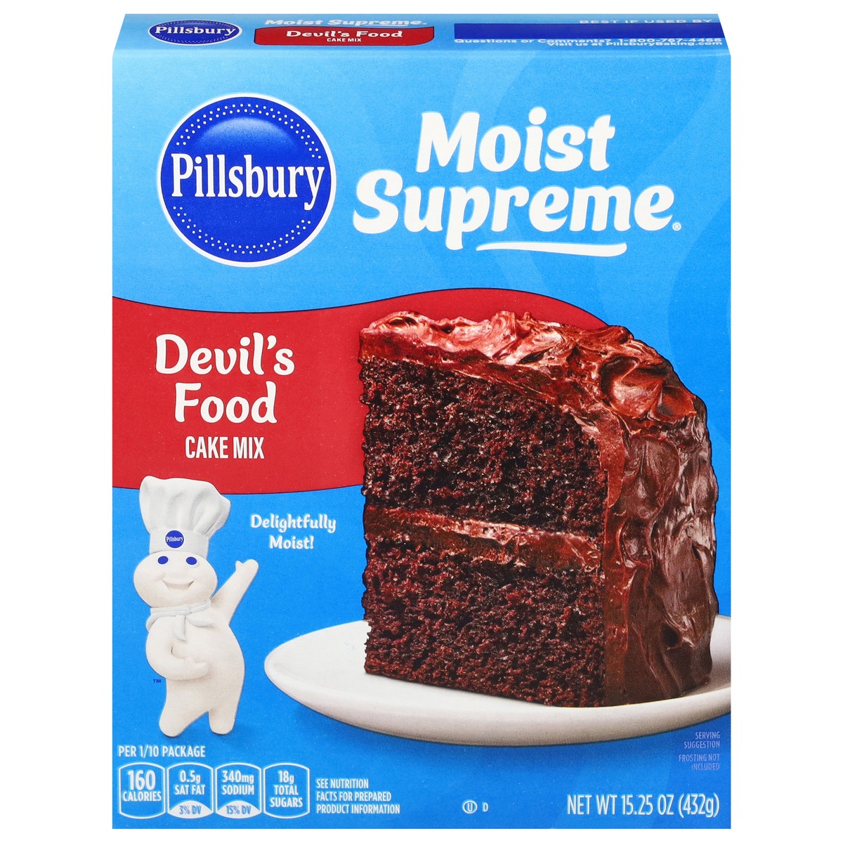 slide 1 of 9, Pillsbury Moist Supreme Premium Devil's Food Cake Mix 15.25 oz, 15.25 oz