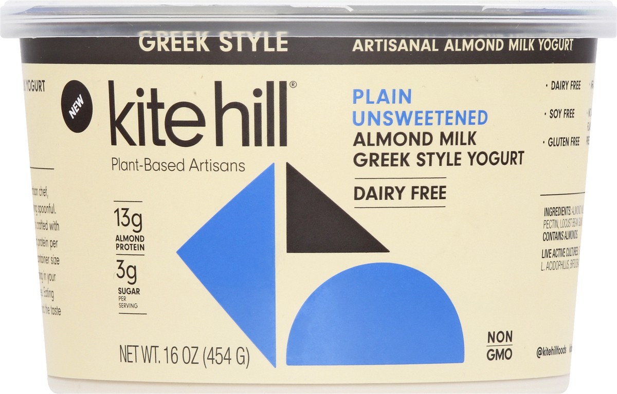 slide 12 of 13, Kite Hill Dairy Free Plain Unsweetened Almond Milk Greek Style Yogurt, 16 oz