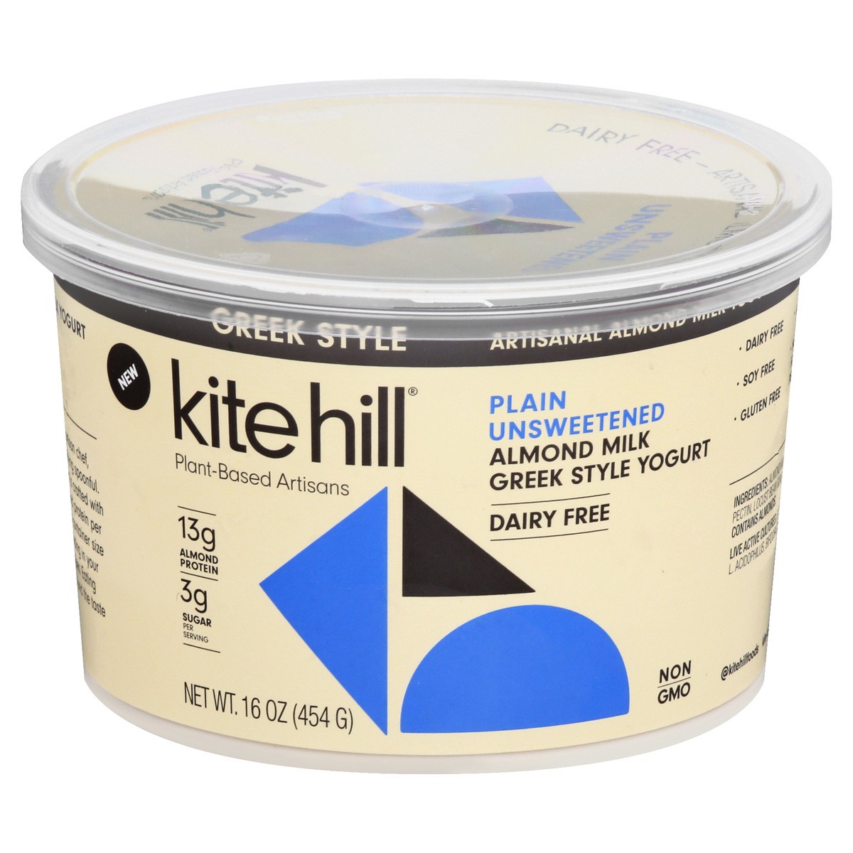 slide 1 of 13, Kite Hill Dairy Free Plain Unsweetened Almond Milk Greek Style Yogurt, 16 oz