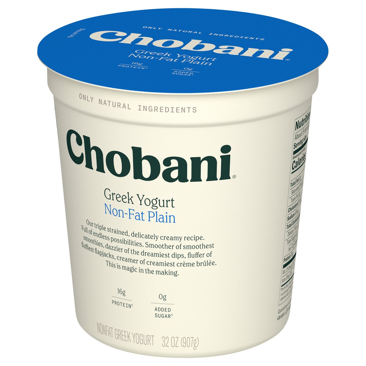 slide 3 of 9, Chobani Non-Fat Greek Non-Fat Plain Yogurt, 32 oz