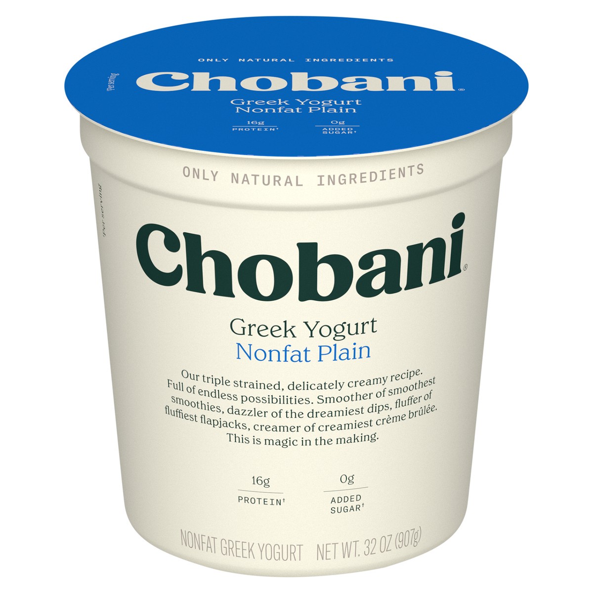 slide 1 of 9, Chobani Plain Nonfat Greek Yogurt Tub, 32 oz
