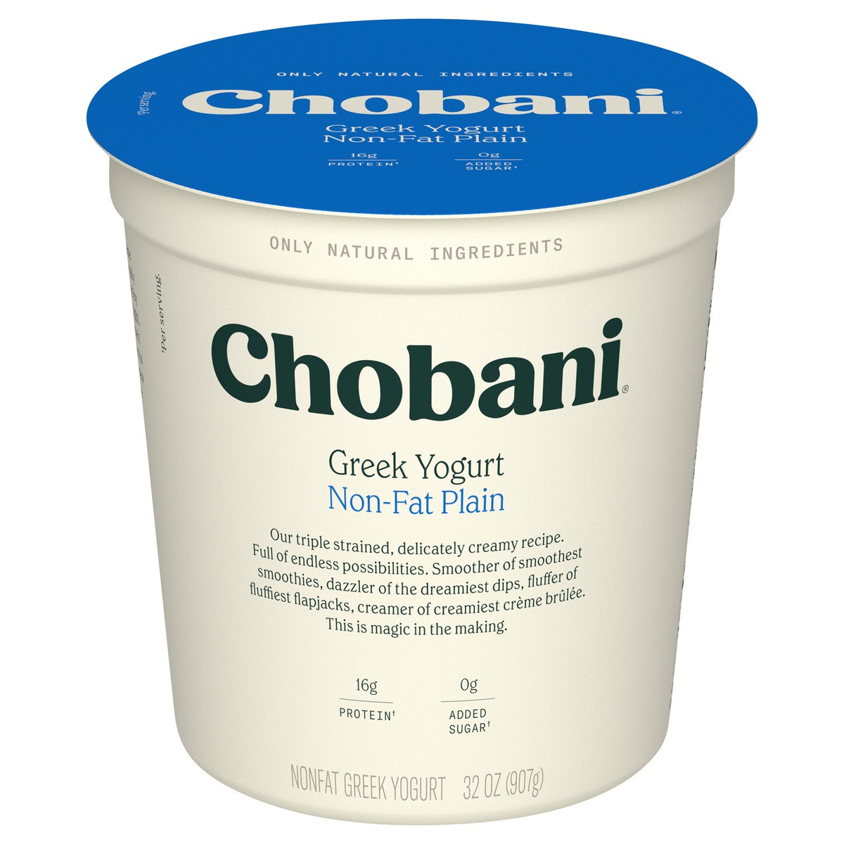 slide 1 of 9, Chobani Non-Fat Greek Non-Fat Plain Yogurt, 32 oz