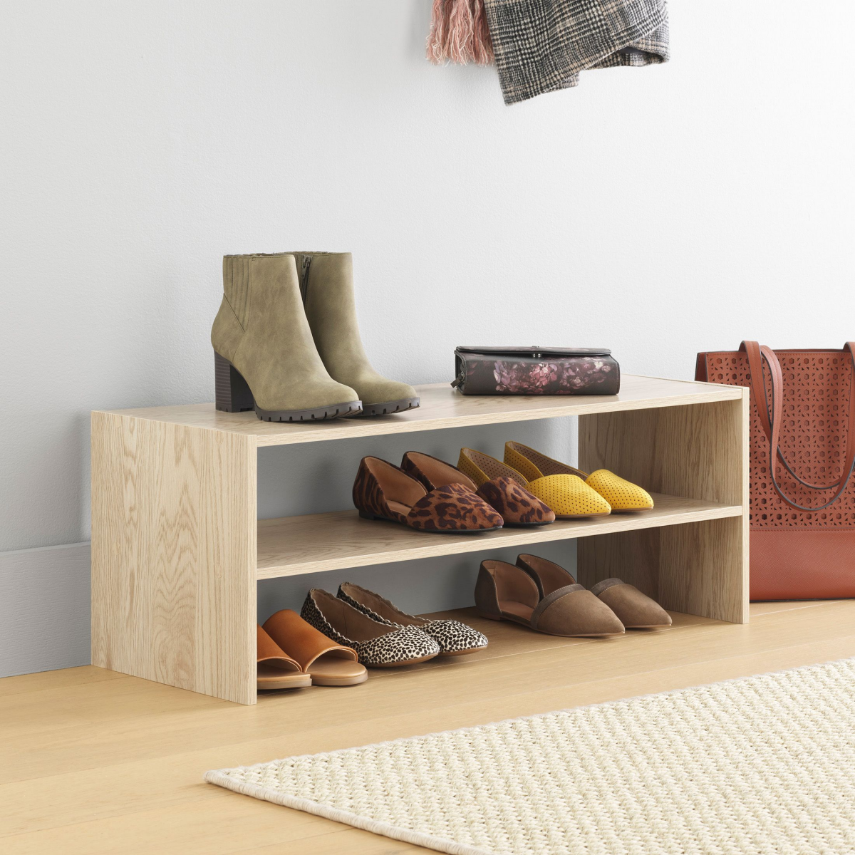 slide 1 of 13, Whitmor White Oak Horizontal 31 Inch Shelf Stacker 1 Each, 1 ct
