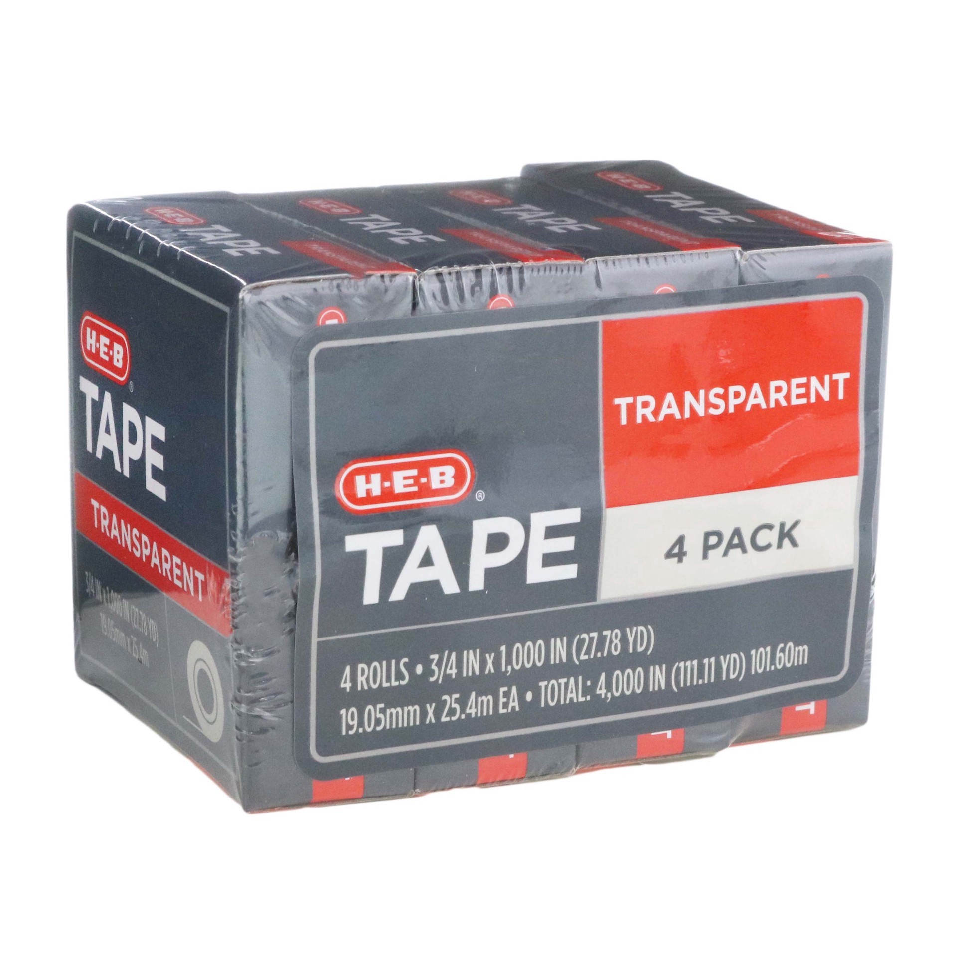 slide 1 of 1, H-E-B Transparent Tape, 4 ct