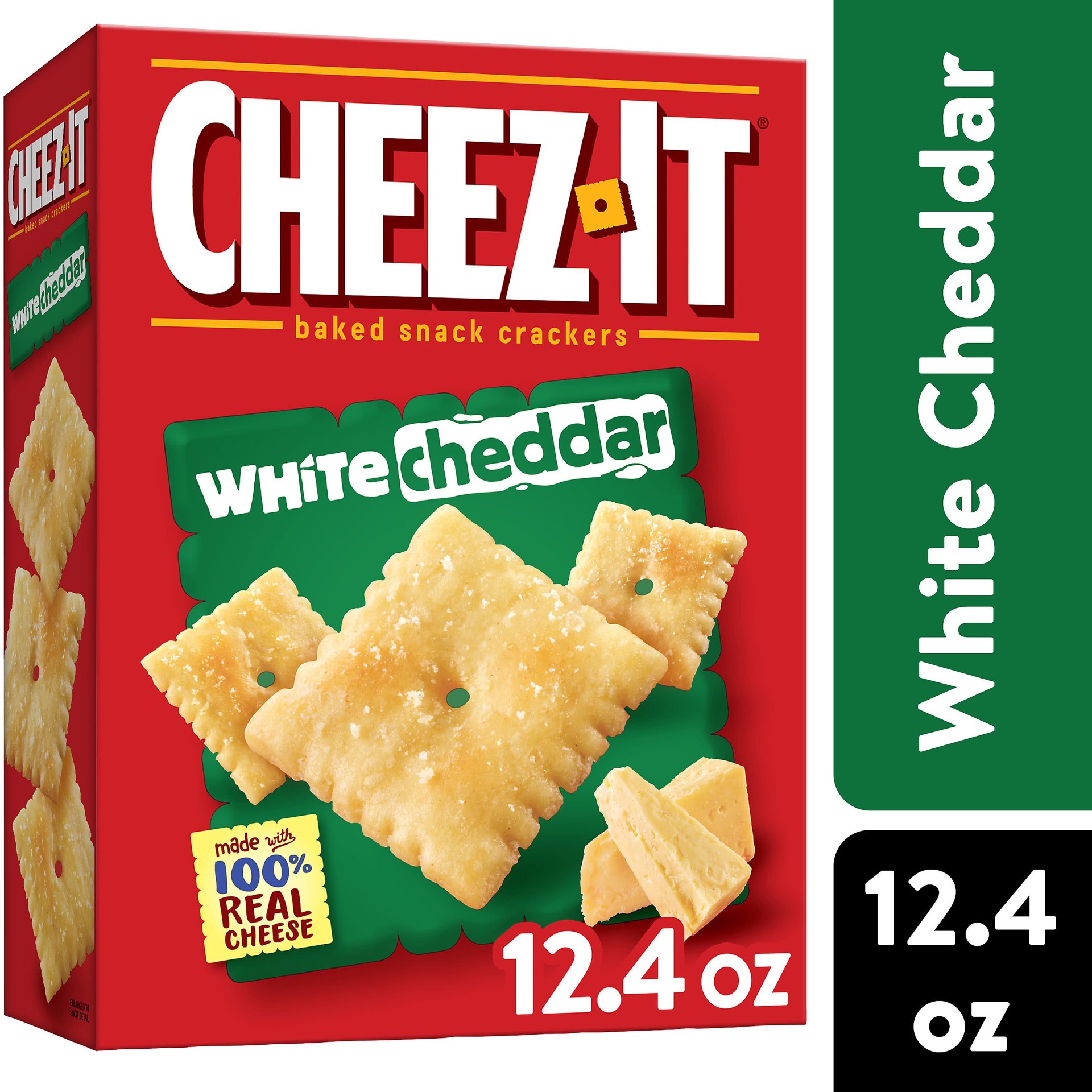 slide 1 of 5, Cheez-It Cheese Crackers, Baked Snack Crackers, Lunch Snacks, White Cheddar, 12.4oz Box, 1 Box, 12.4 oz