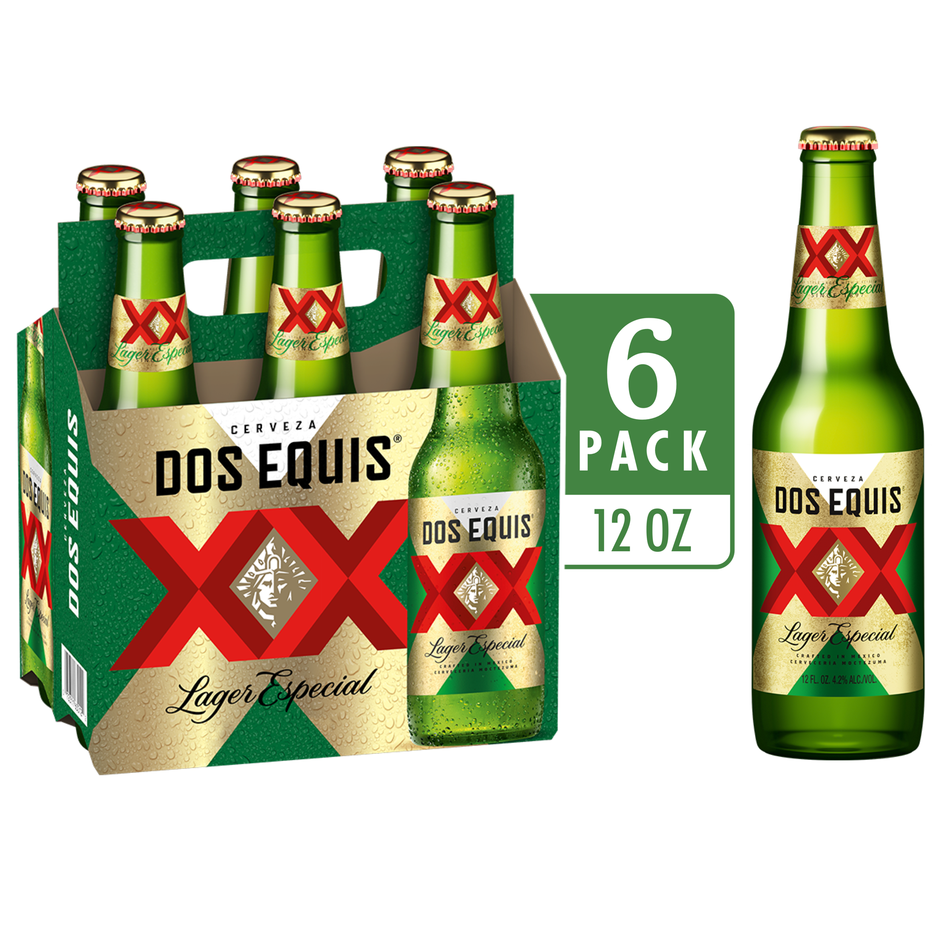 slide 1 of 1, Dos Equis Mexican Lager Beer, 6 Pack, 12 fl oz Bottles, 12 oz