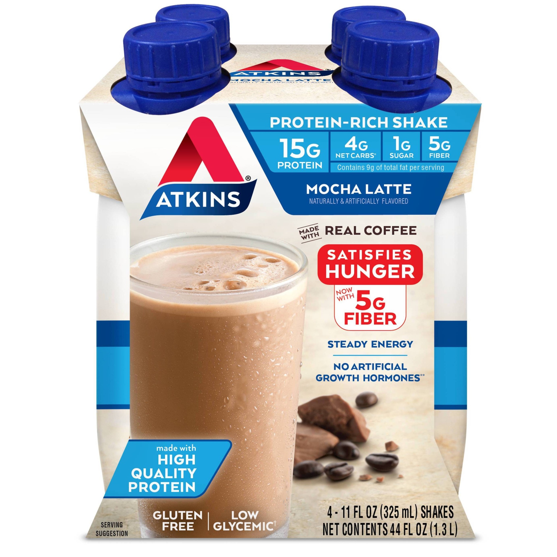 slide 1 of 8, Atkins Protein Shake - Mocha Latte, 4 ct; 11 fl oz