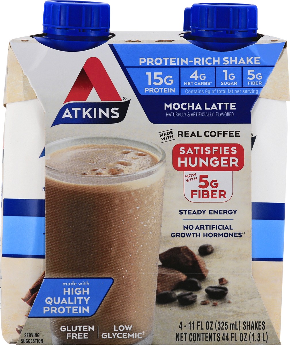 slide 7 of 12, Atkins Protein Shake - Mocha Latte, 4 ct; 11 fl oz