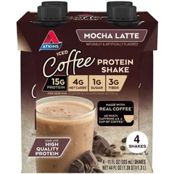 Atkins Iced Coffee Mocha Latte High Protein Shake - 4-11 fl oz