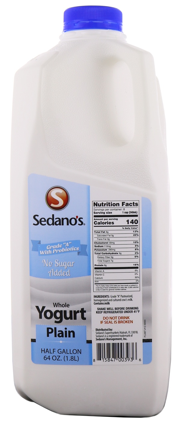 slide 1 of 1, Sedanos Plain Yogurt, 1 ct