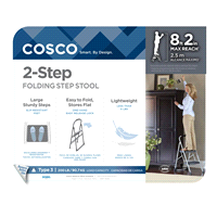 slide 2 of 9, Cosco Big Step 2-Step Folding Step Stool - Platinum/Black, 34.65 in x 17.2 in x 22.84 in