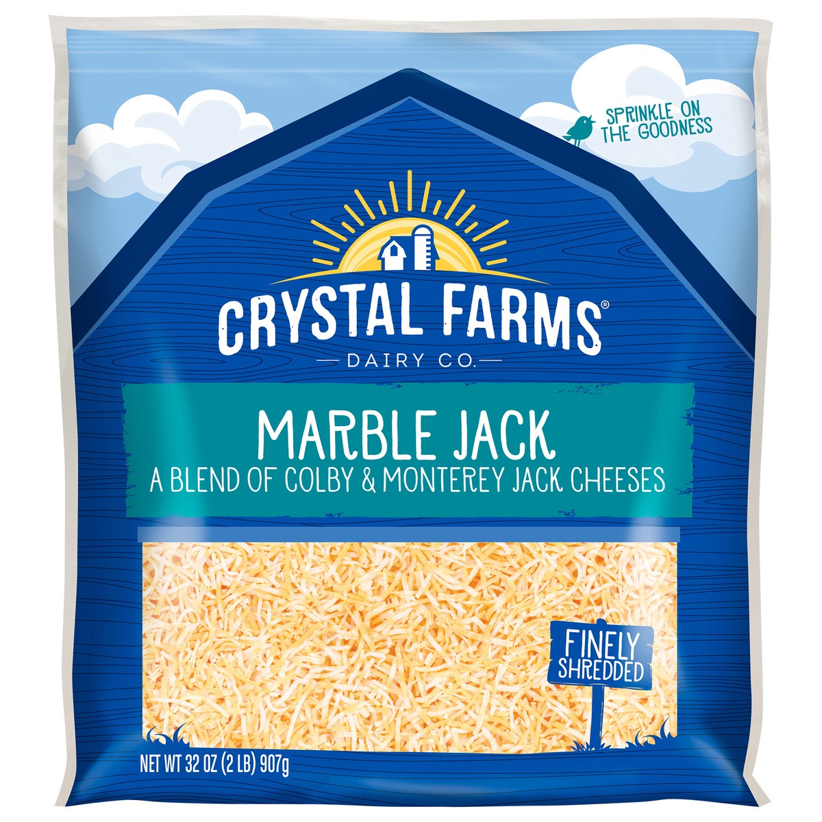 slide 1 of 1, Crystal Farms Finely Shredded Marble Jack Cheese, 32 oz, 32 oz