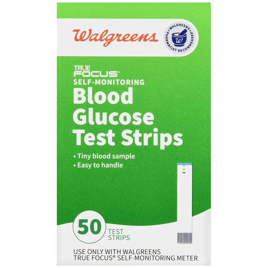 slide 3 of 5, Walgreens True Focus Self Monitoring Blood Glucose Test Strips, 50 ct