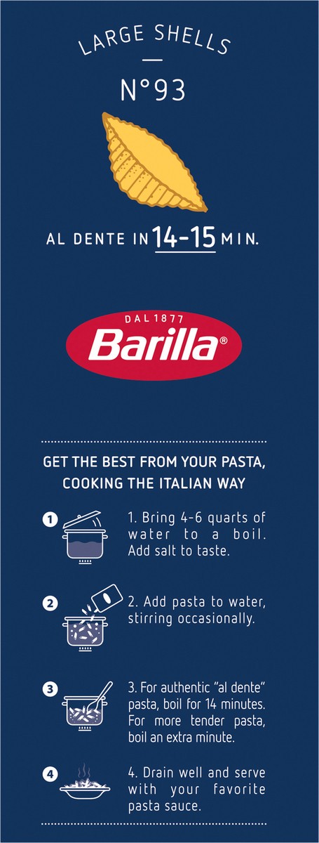 slide 6 of 9, Barilla Large Shell Pasta, 16 oz