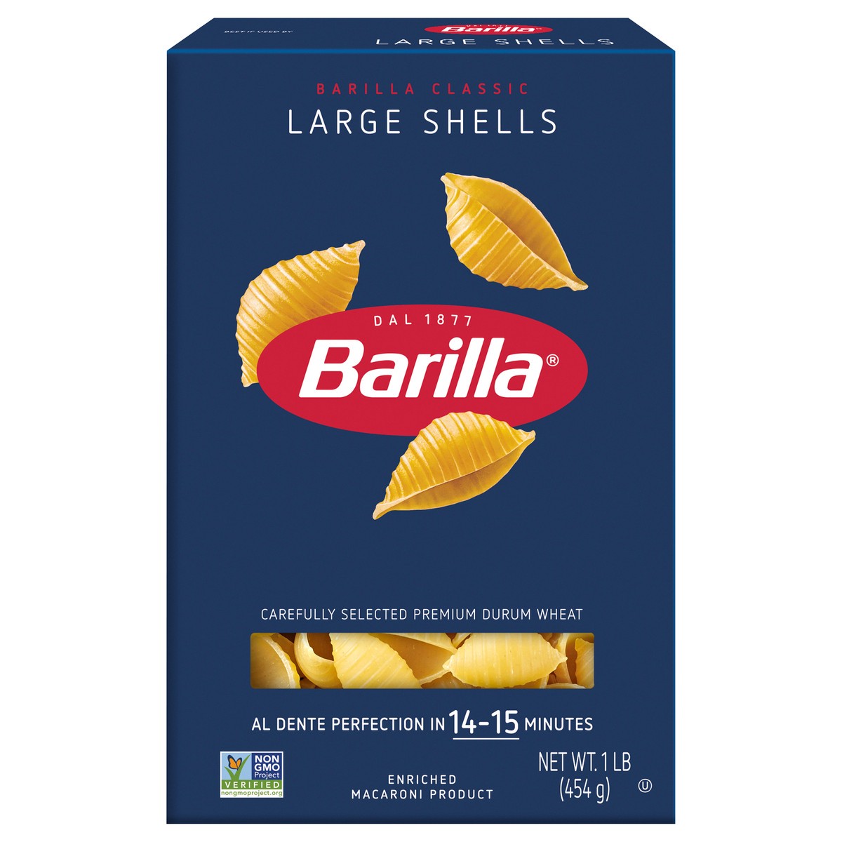 slide 1 of 9, Barilla Large Shell Pasta, 16 oz