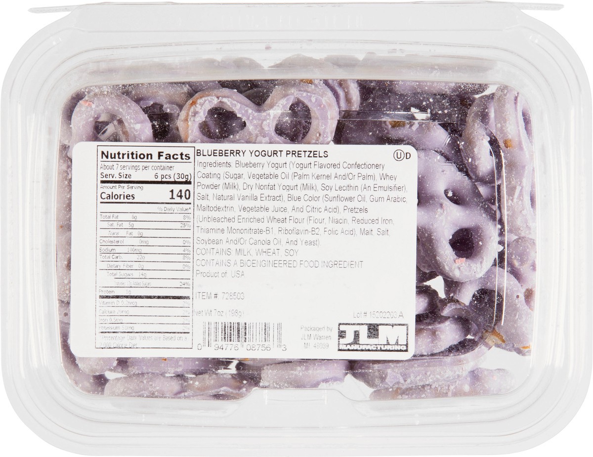 slide 4 of 9, JLM Manufacturing Yogurt Blueberry Pretzels 7 oz, 7 oz