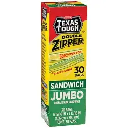 H-E-B Tough & Easy Double Zipper Jumbo Sandwich Bags