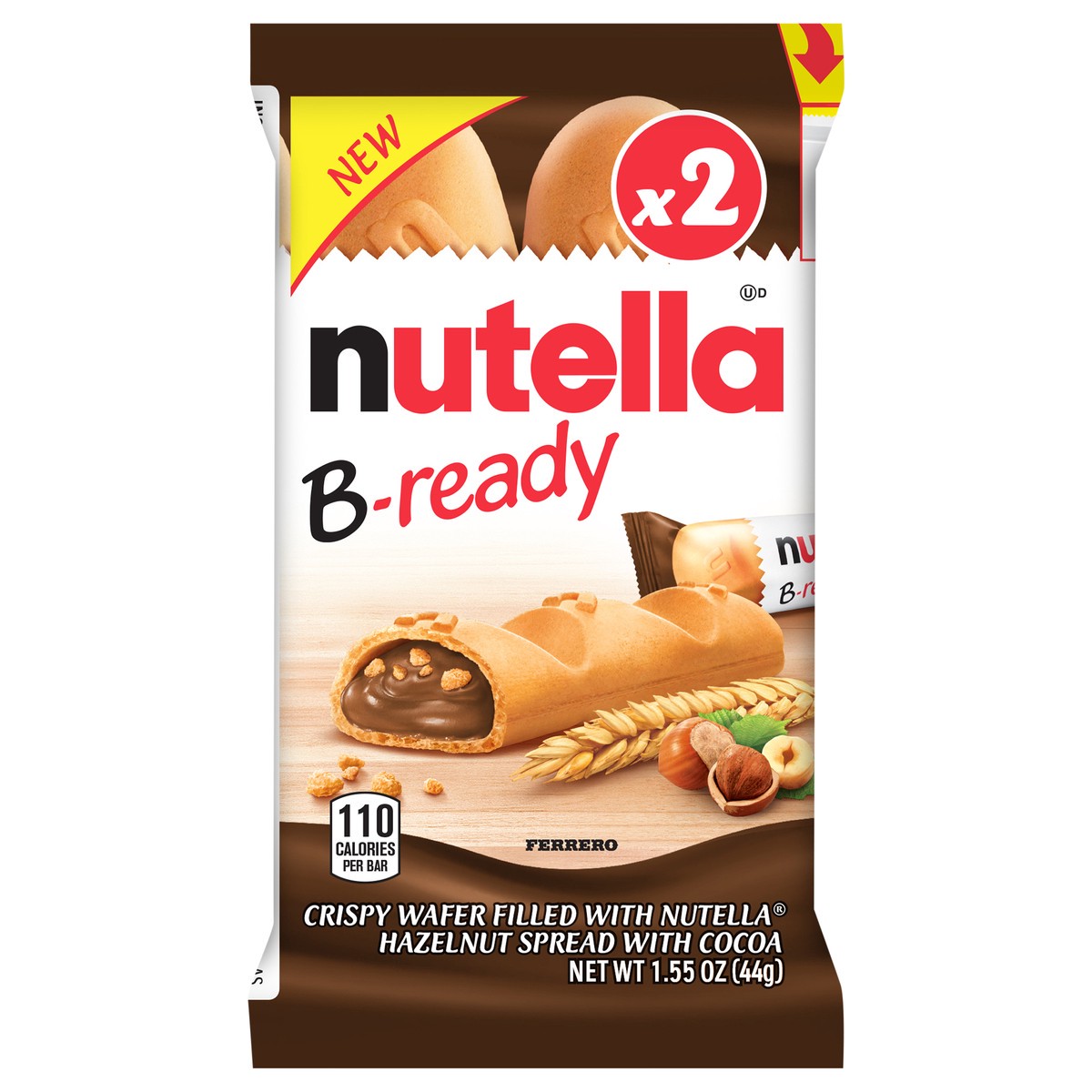 slide 1 of 10, Nutella B-Ready Crispy Wafer 2 ea, 2 ct