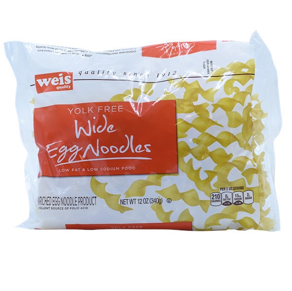 slide 1 of 1, Weis Quality Yolk Free Enriched Egg Noodle Product, Wide Egg Noodles, 12 oz