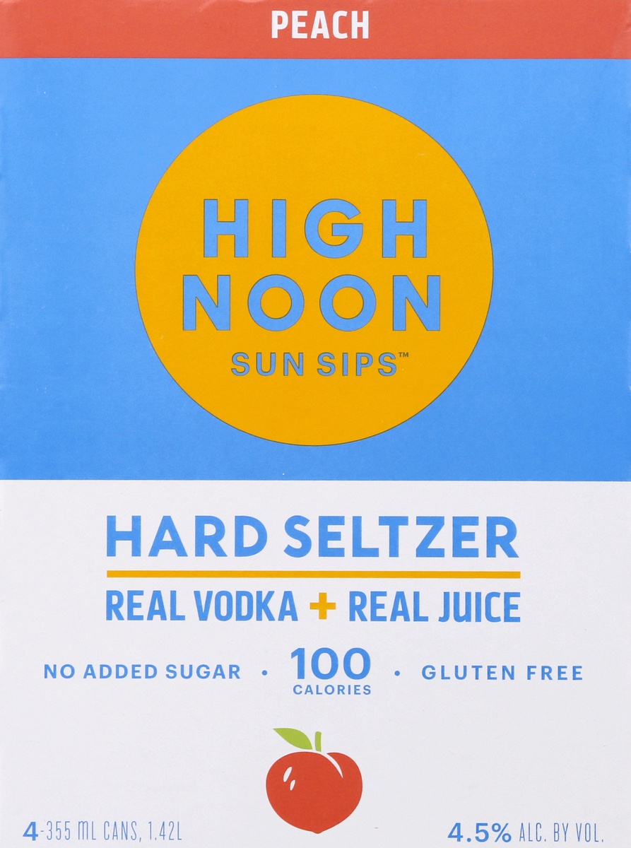 slide 9 of 9, High Noon Peach Seltzer, 4 ct; 355 ml