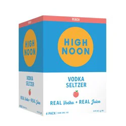 High Noon Peach Vodka Hard Seltzer 355ml Can 4 Pack