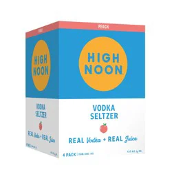 High Noon Peach Vodka Hard Seltzer 355ml Can 4 Pack