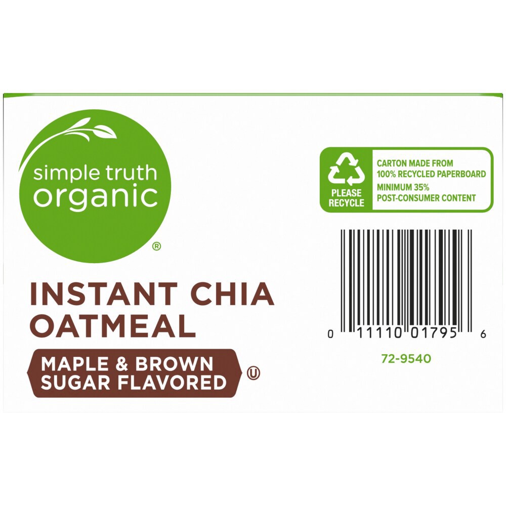 slide 5 of 5, Simple Truth Organic Instant Chia Oatmeal Maple & Brown Sugar, 14.8 oz