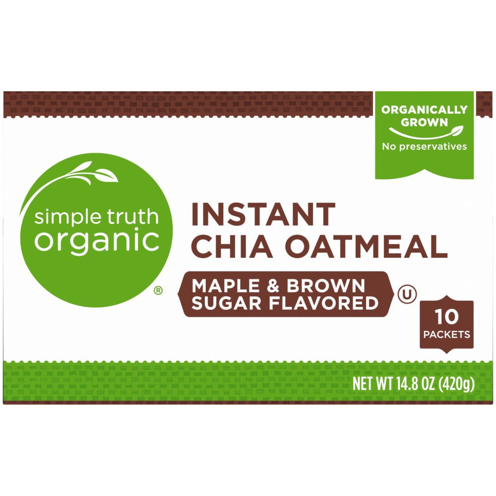 slide 2 of 5, Simple Truth Organic Instant Chia Oatmeal Maple & Brown Sugar, 14.8 oz