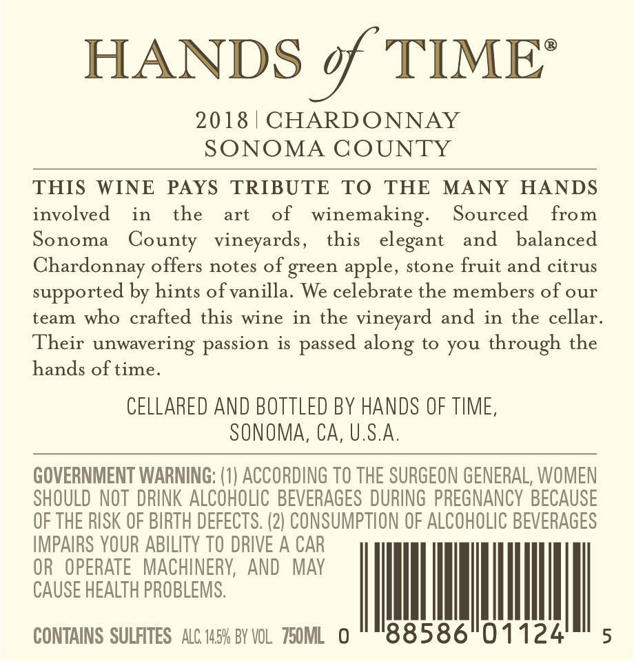 slide 2 of 3, Hands of Time Chardonnay White Wine, 750 mL Bottle, 750 ml
