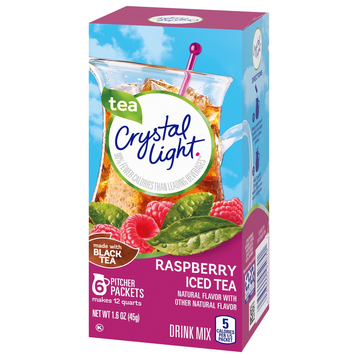 slide 9 of 9, Crystal Light Raspberry Iced Tea Naturally Flavored Powdered Drink Mix, 6 ct Pitcher Packets, 6 ct