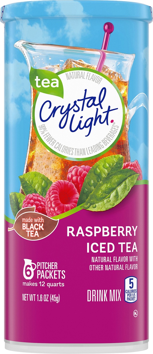 slide 9 of 11, Crystal Light Raspberry Iced Tea Naturally Flavored Powdered Drink Mix Pitcher, 6 ct