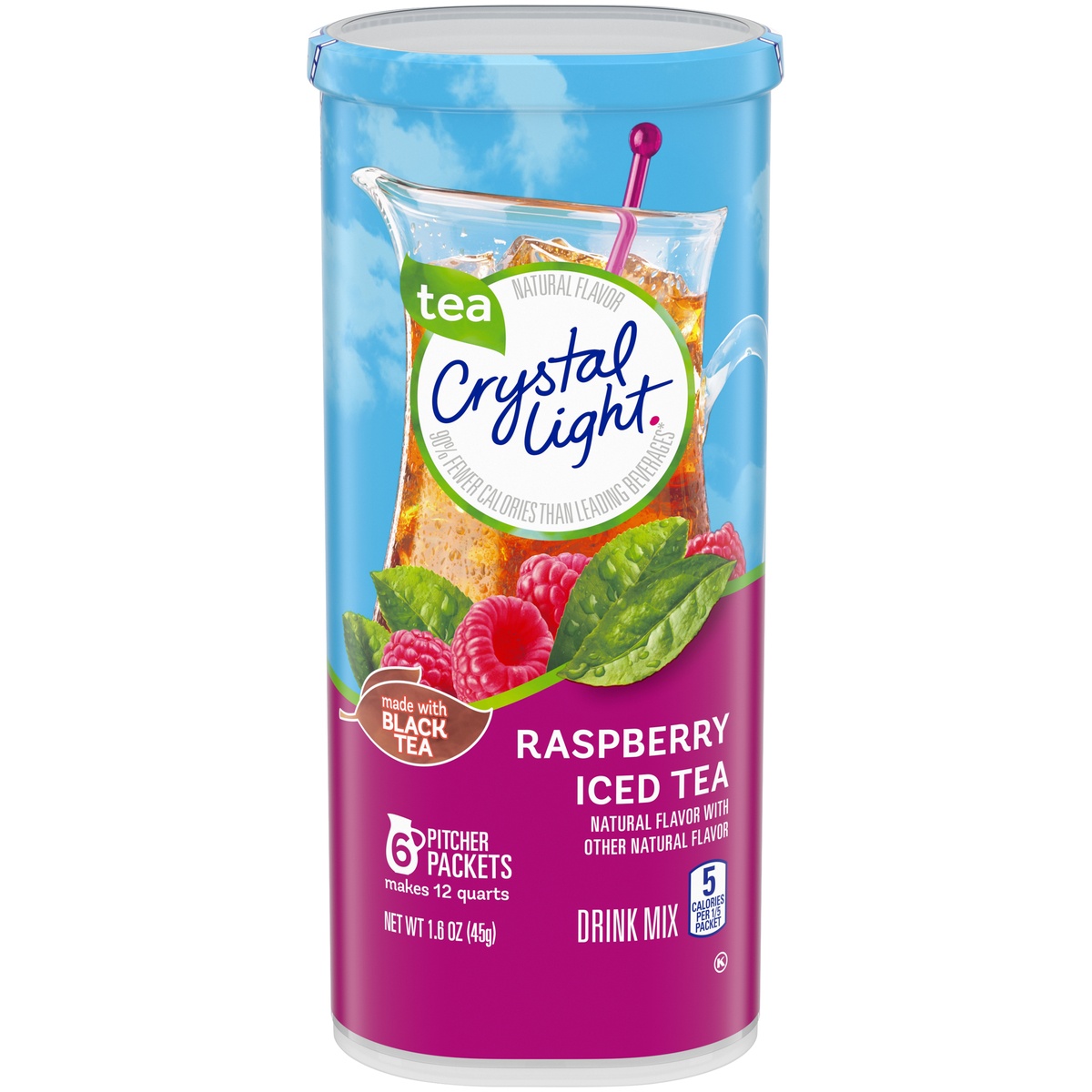 slide 1 of 11, Crystal Light Raspberry Iced Tea Naturally Flavored Powdered Drink Mix Pitcher, 6 ct