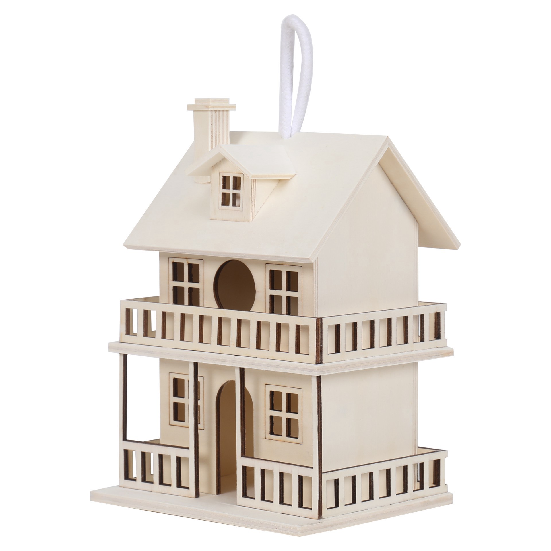 slide 3 of 4, 9" Wood 2-Story Birdhouse By Make Market, 6.38 in x 5.1 in x 9 in