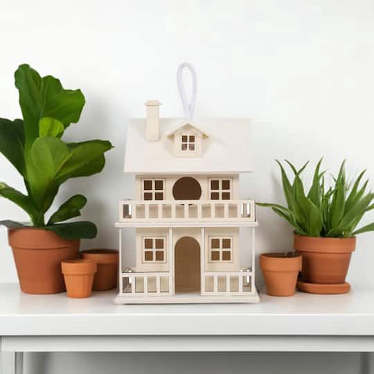 slide 1 of 4, 9" Wood 2-Story Birdhouse By Make Market, 6.38 in x 5.1 in x 9 in