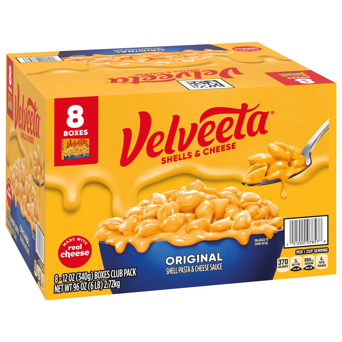 slide 3 of 9, Velveeta Shells & Cheese Original Shell Pasta & Cheese Sauce Meal, 8 ct Pack, 12 oz Boxes, 8 ct