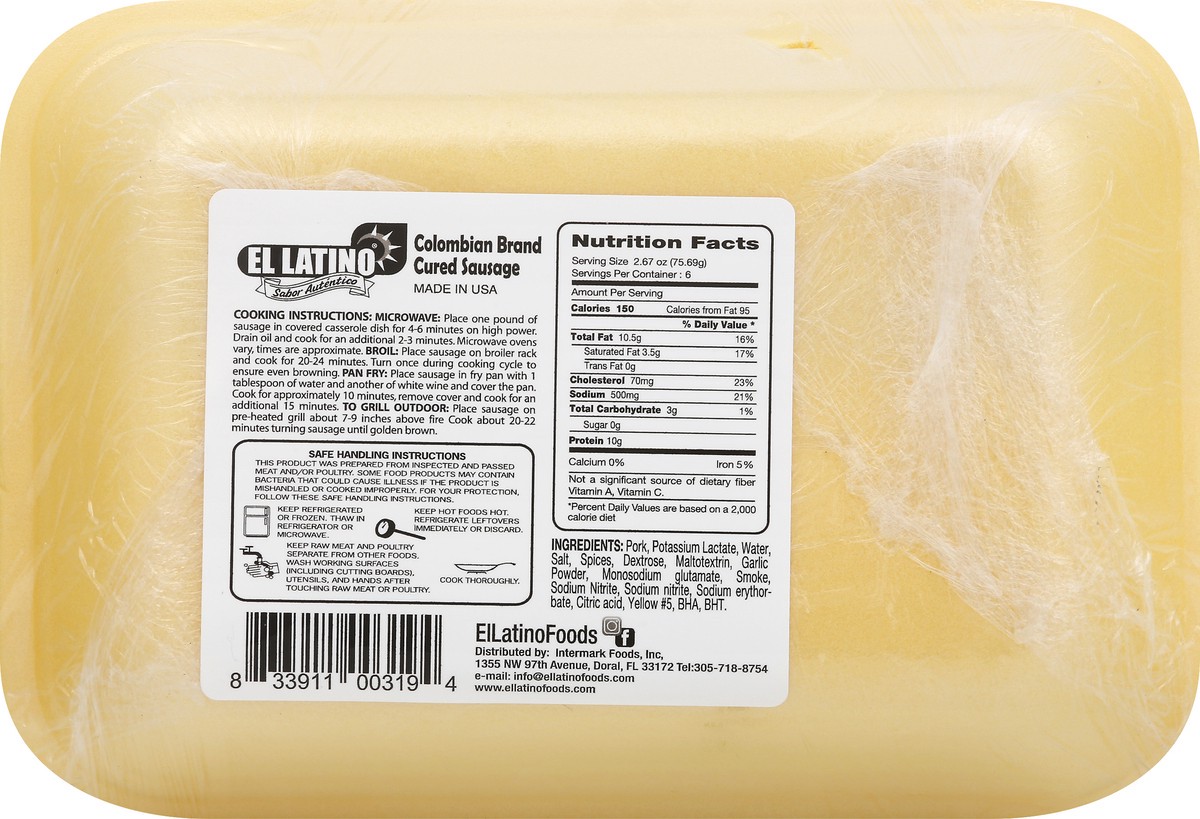 slide 3 of 12, El Latino Columbian Brand Cured Sausage 6 ea, 6 ct