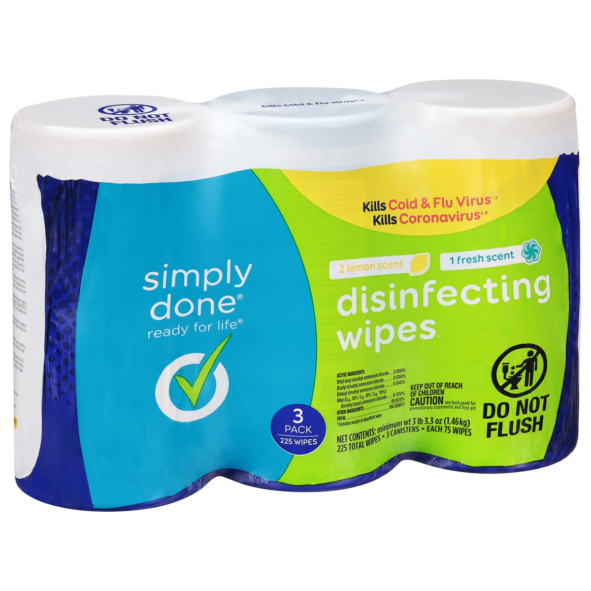 slide 3 of 9, Simply Done Disinfecting Lemon Scent/Fresh Scent Wipes 3 - 75 ea, 3 ct