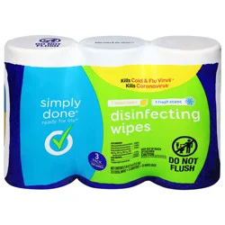 Simply Done Lemon Scent/Fresh Scent Disinfecting Wipes 3 Pack 3 - 75 ea