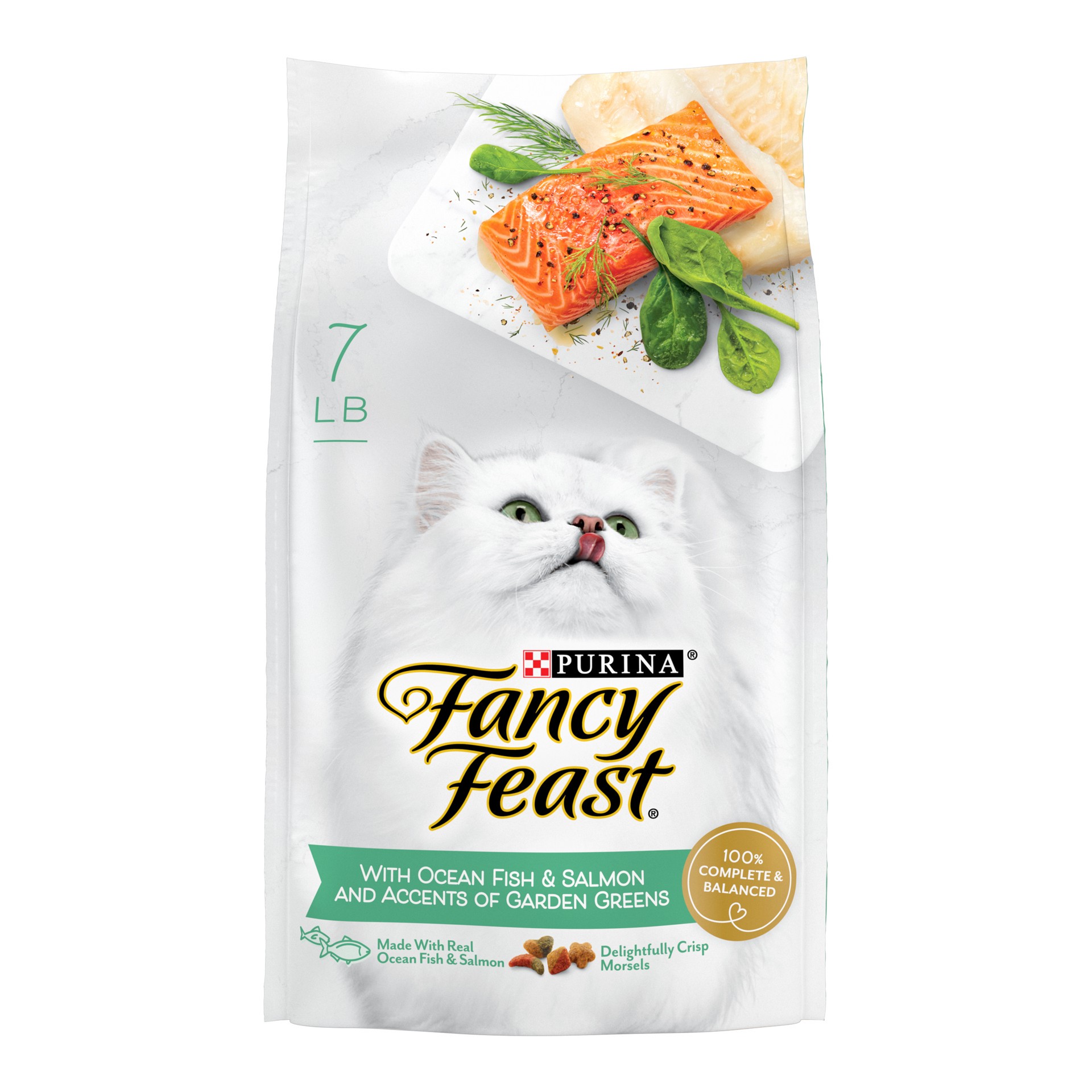 slide 1 of 9, Fancy Feast Purina Fancy Feast Dry Cat Food With Ocean Fish and Salmon, 7 lb